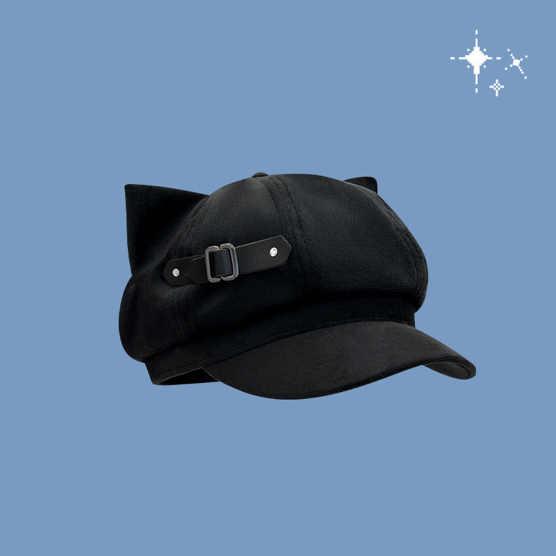 Aqua Puppy Ear Y2K Beret