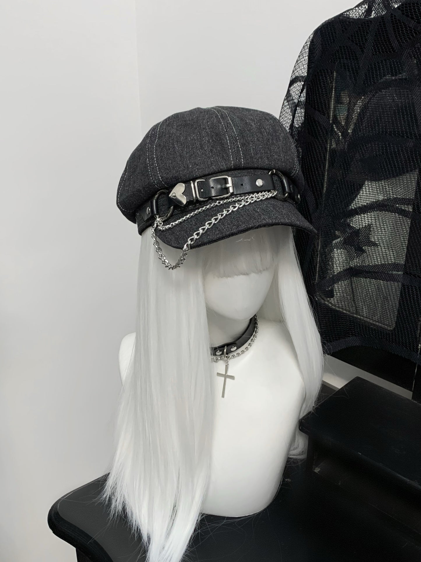 Y2K Metal Gray Painter Beret