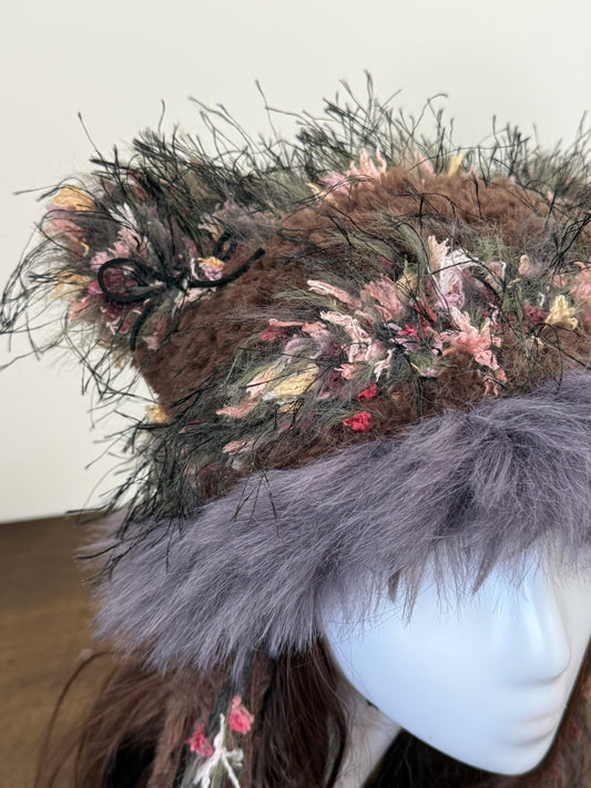 Purple Firework Cat Ear Jellyfish Hat – Handmade Fluffy Beanie