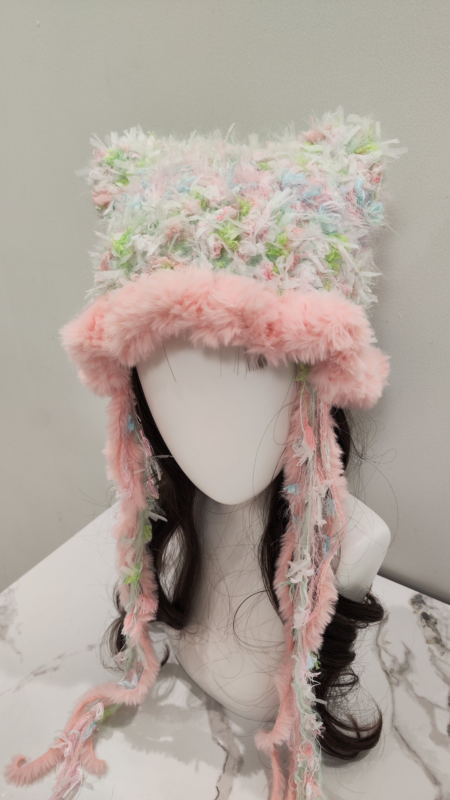 “Blossom Breeze” Cat Ear Jellyfish Hat – Pink-Trimmed Beanie
