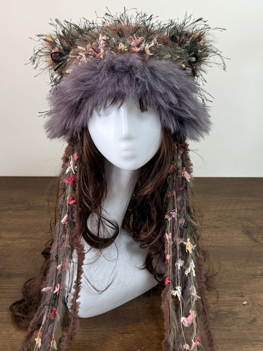Purple Firework Cat Ear Jellyfish Hat – Handmade Fluffy Beanie
