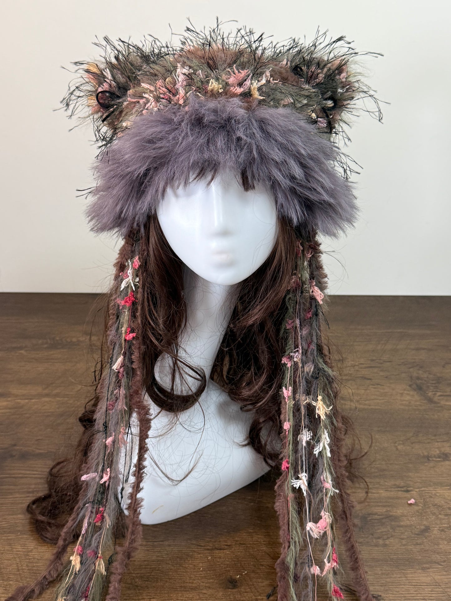Purple Firework Cat Ear Jellyfish Hat – Handmade Fluffy Beanie