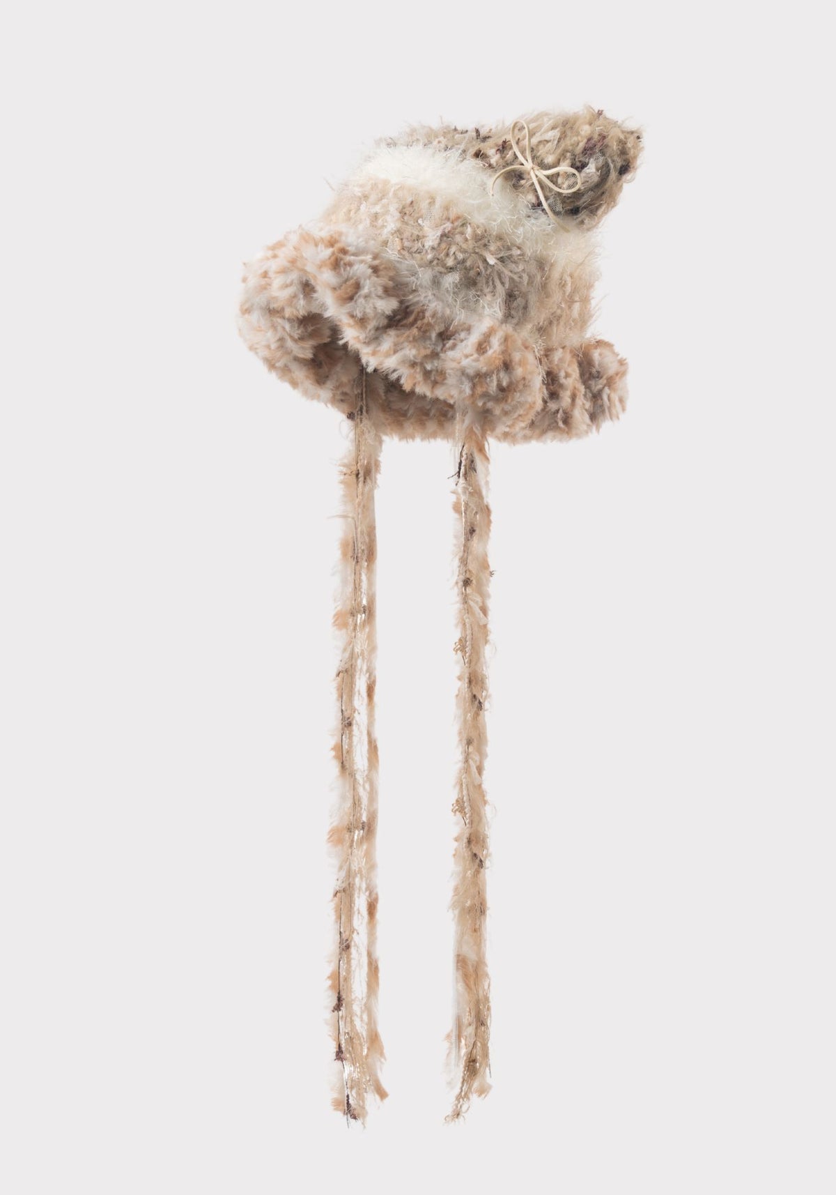 Beige - Crochet Cat Ear Hat with Jellyfish Brim
