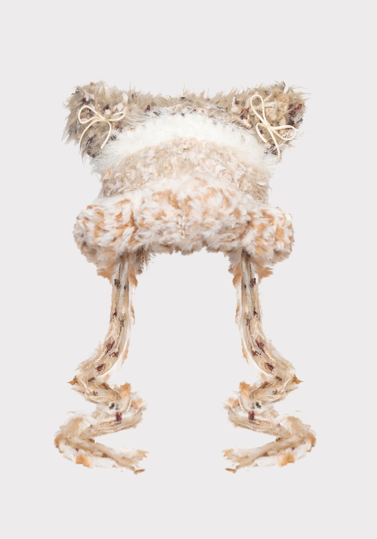 Beige - Crochet Cat Ear Hat with Jellyfish Brim