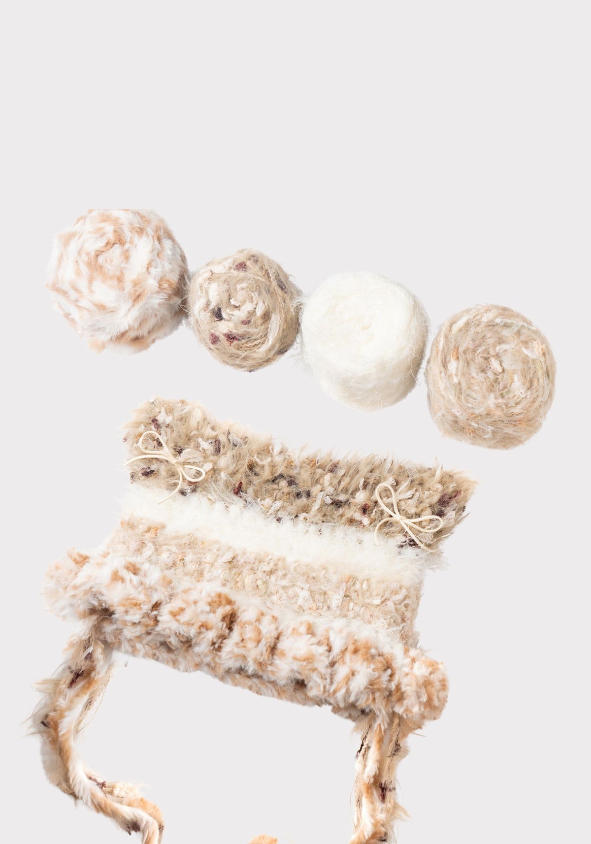Beige - Crochet Cat Ear Hat with Jellyfish Brim