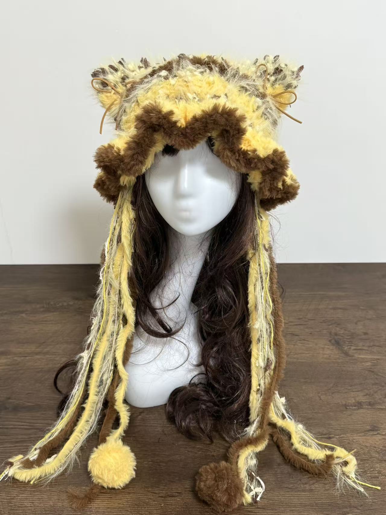 “Honey Bear” Cat Ear Jellyfish Hat – Winnie the Pooh Inspired Mixed Yarn Beanie