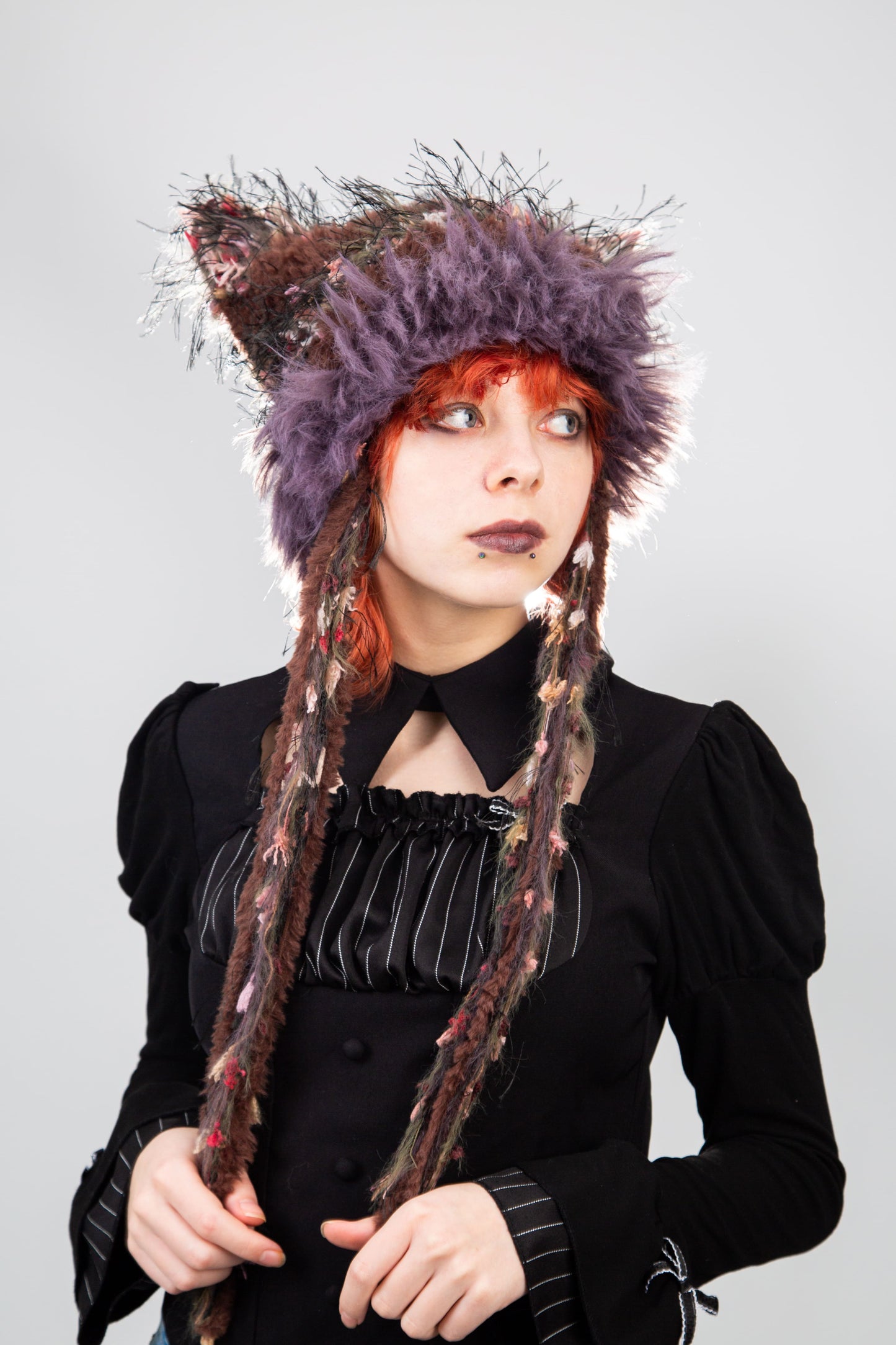 Purple Firework Cat Ear Jellyfish Hat – Handmade Fluffy Beanie