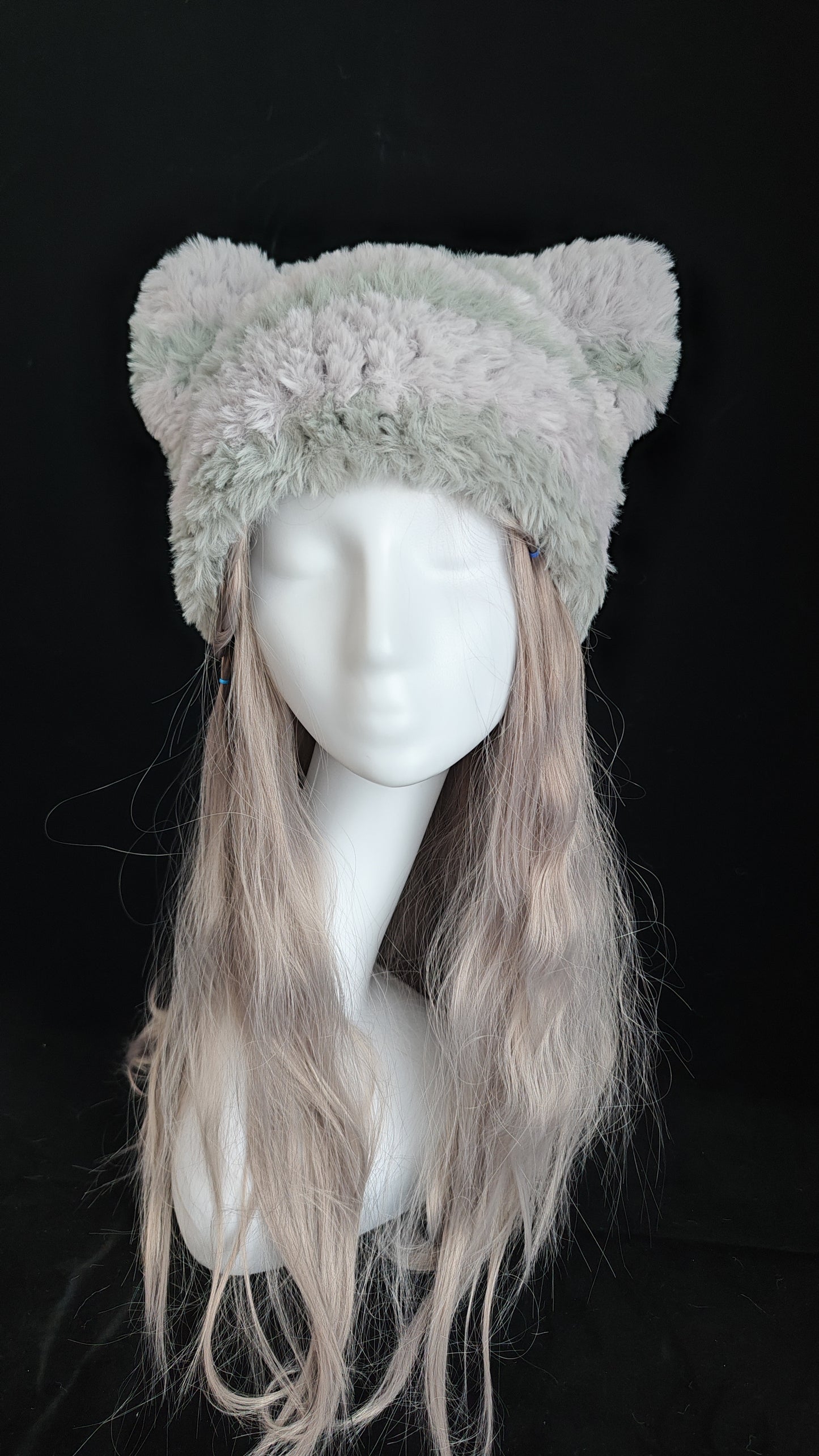 Gray Teddy Bear Hat – Handmade Fluffy Crochet Beanie