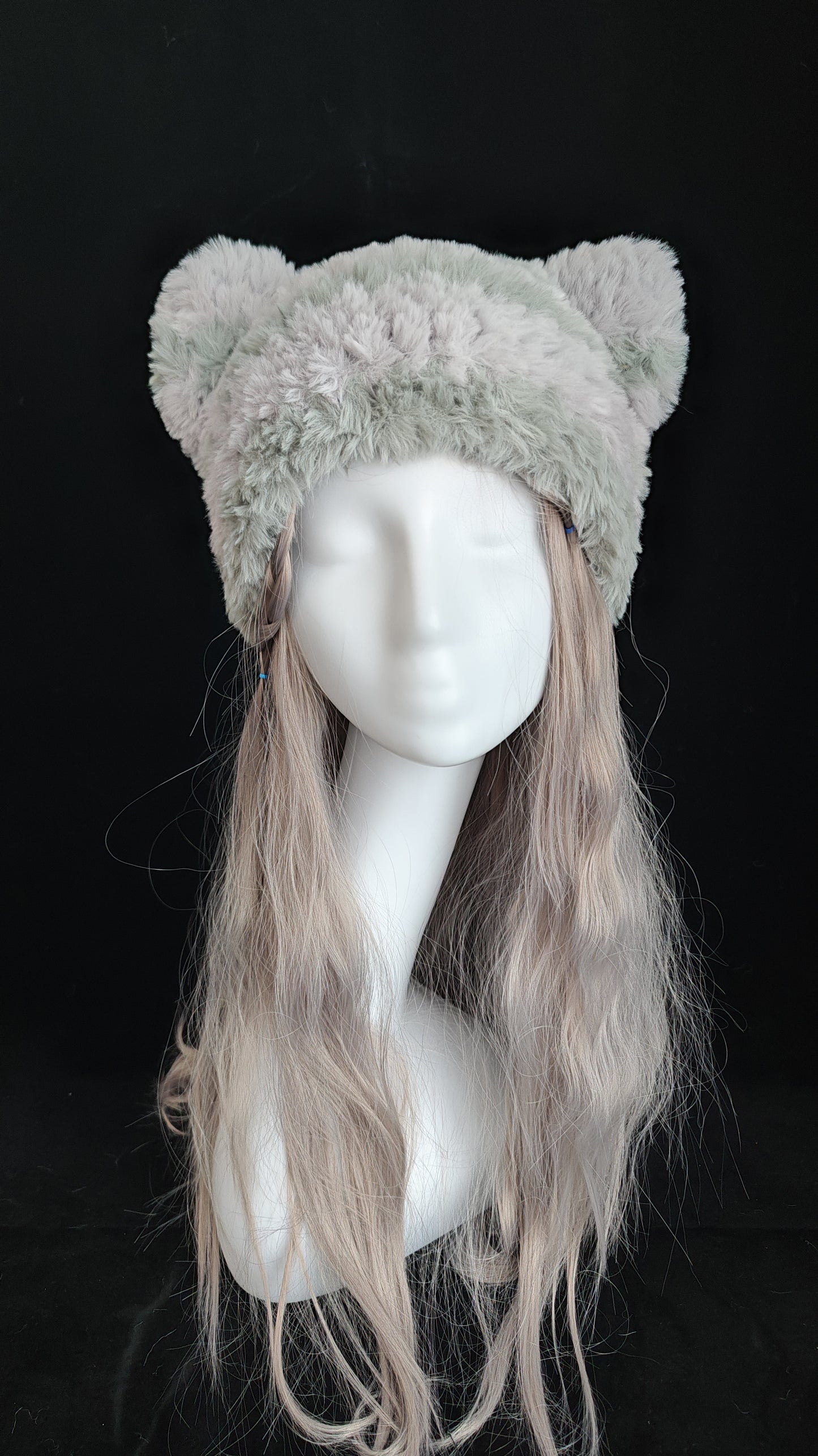Gray Teddy Bear Hat – Handmade Fluffy Crochet Beanie