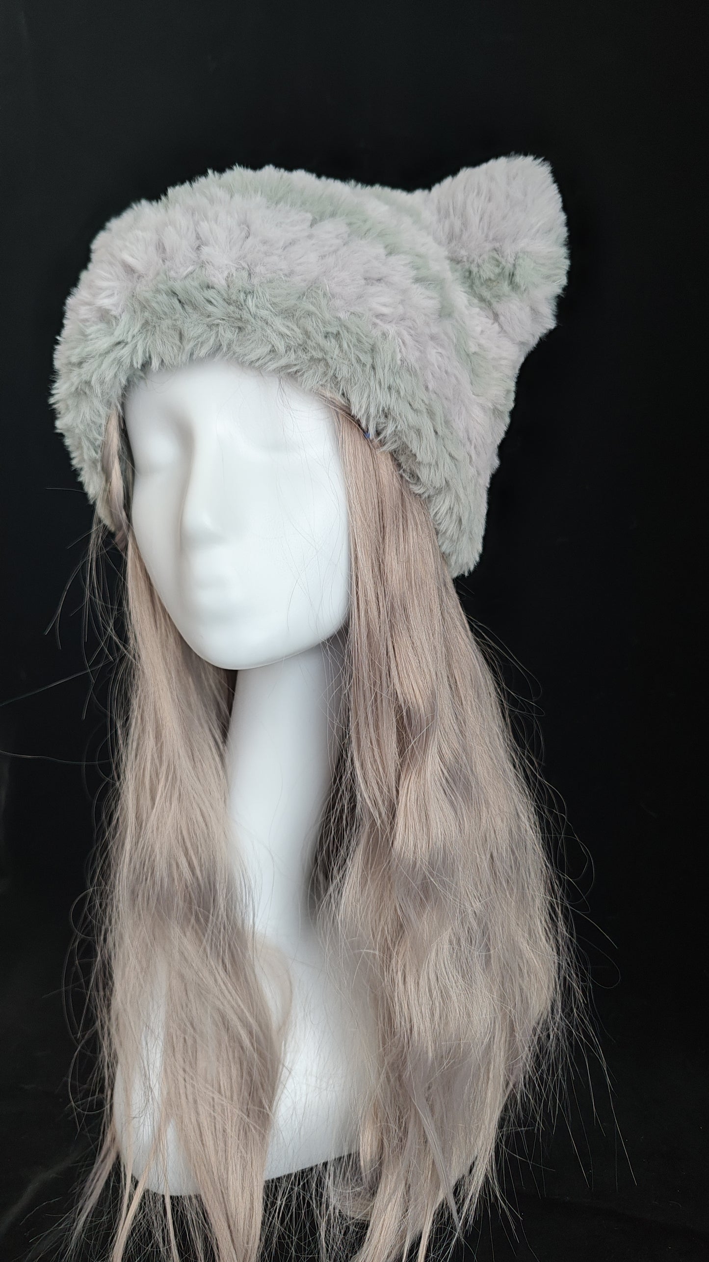 Gray Teddy Bear Hat – Handmade Fluffy Crochet Beanie