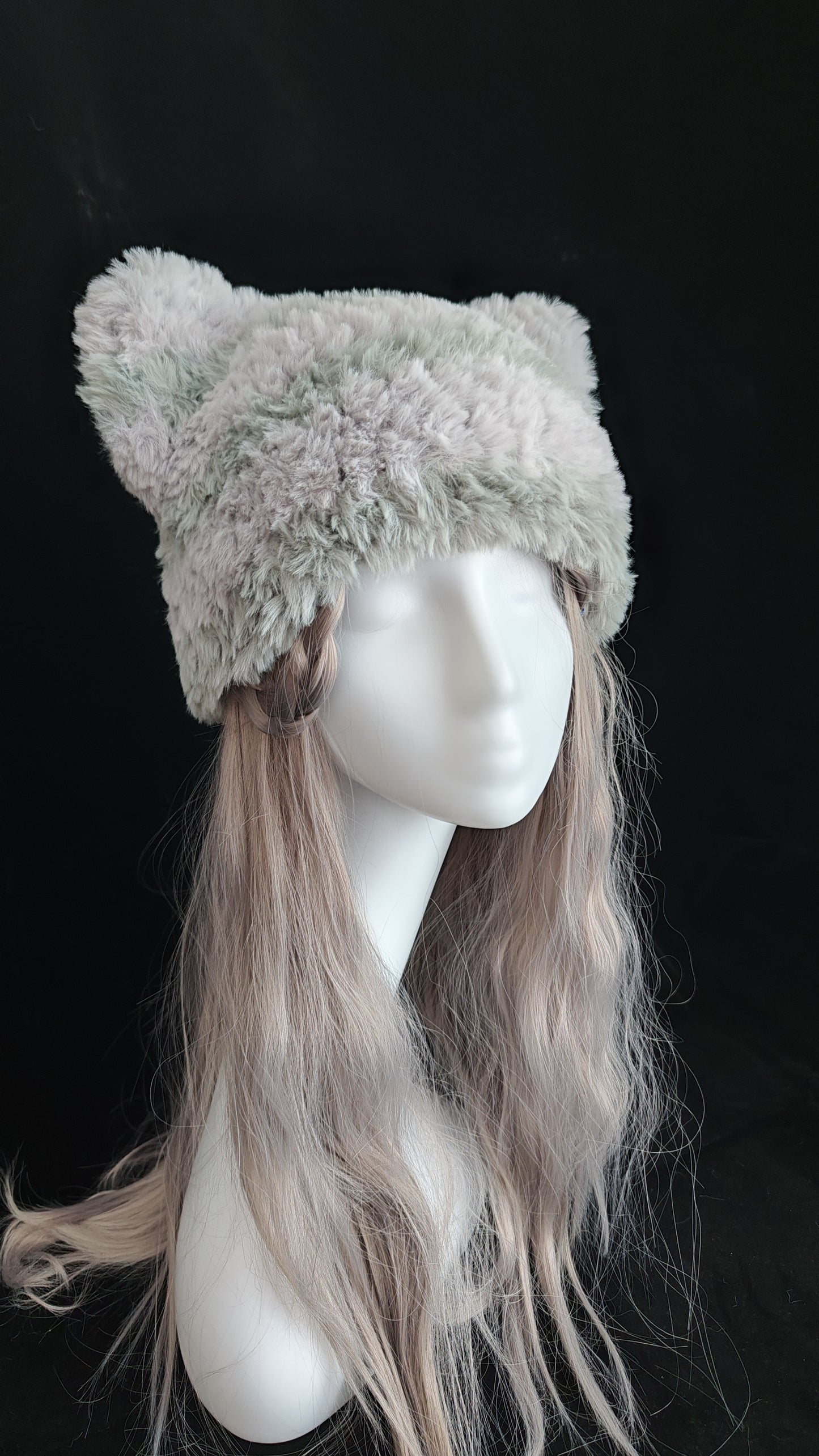 Gray Teddy Bear Hat – Handmade Fluffy Crochet Beanie