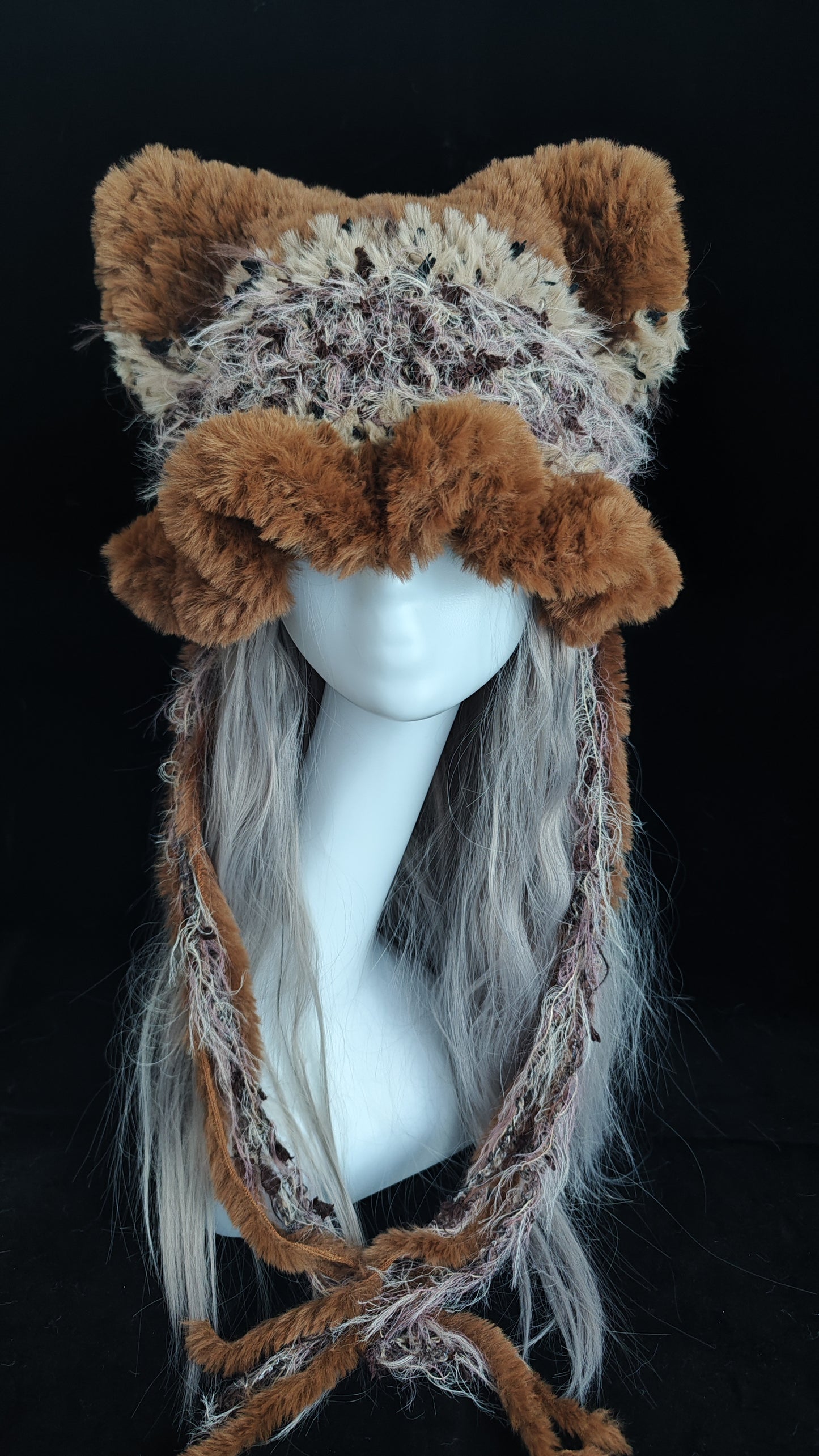 Caramel Pudding Cat Ear Jellyfish Hat – Handmade Cozy Brown Crochet Hat