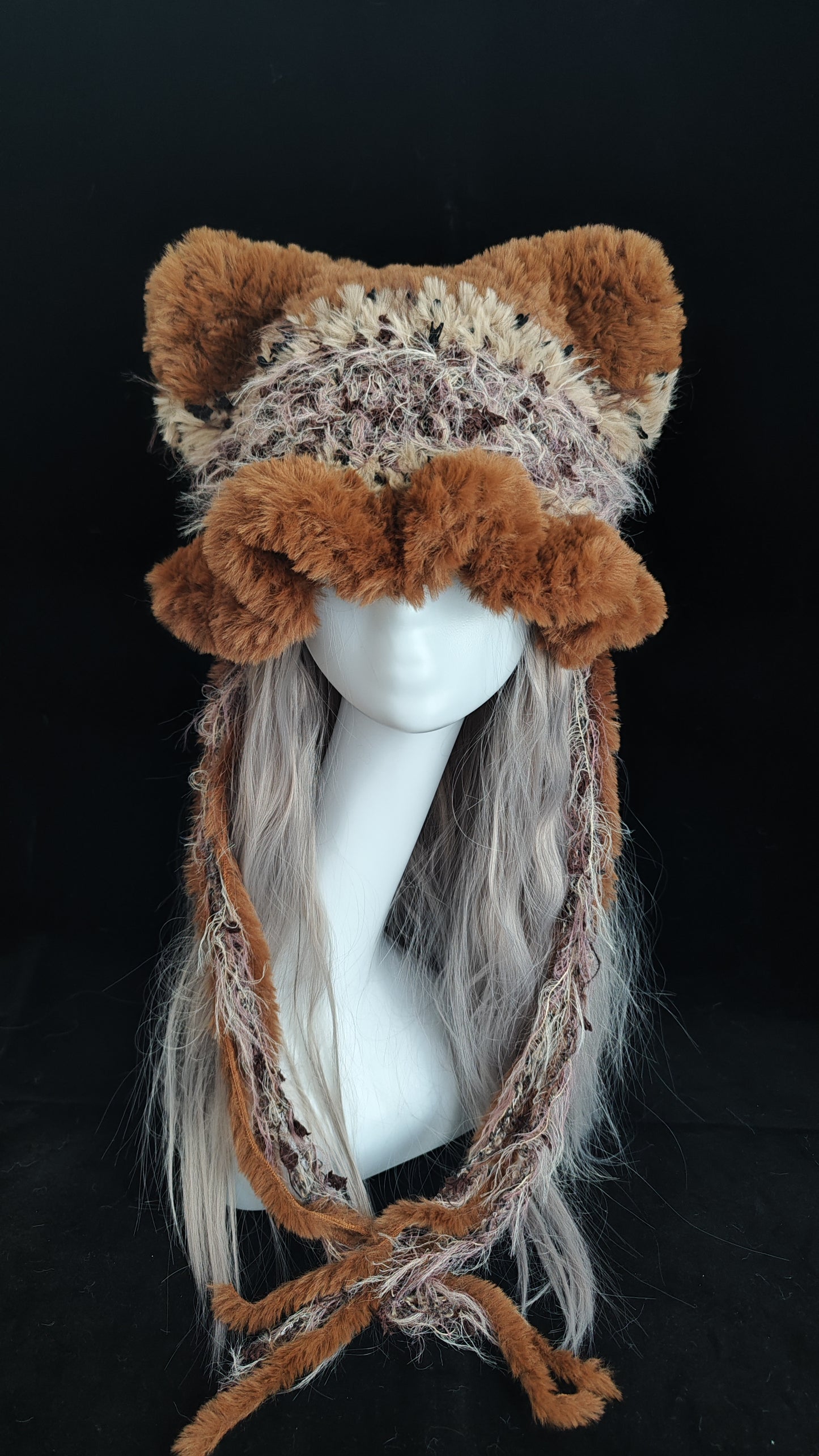 Caramel Pudding Cat Ear Jellyfish Hat – Handmade Cozy Brown Crochet Hat