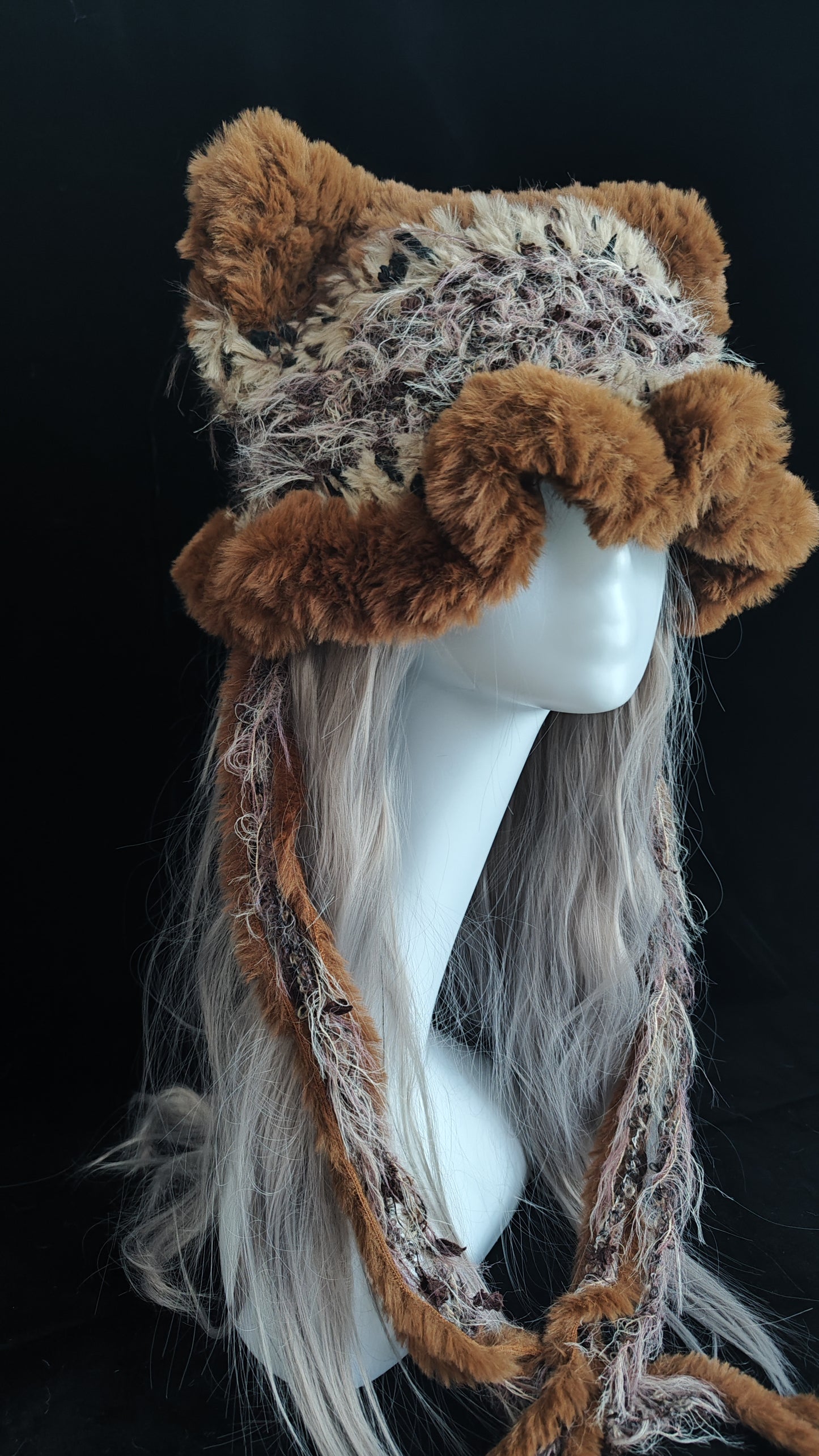Caramel Pudding Cat Ear Jellyfish Hat – Handmade Cozy Brown Crochet Hat