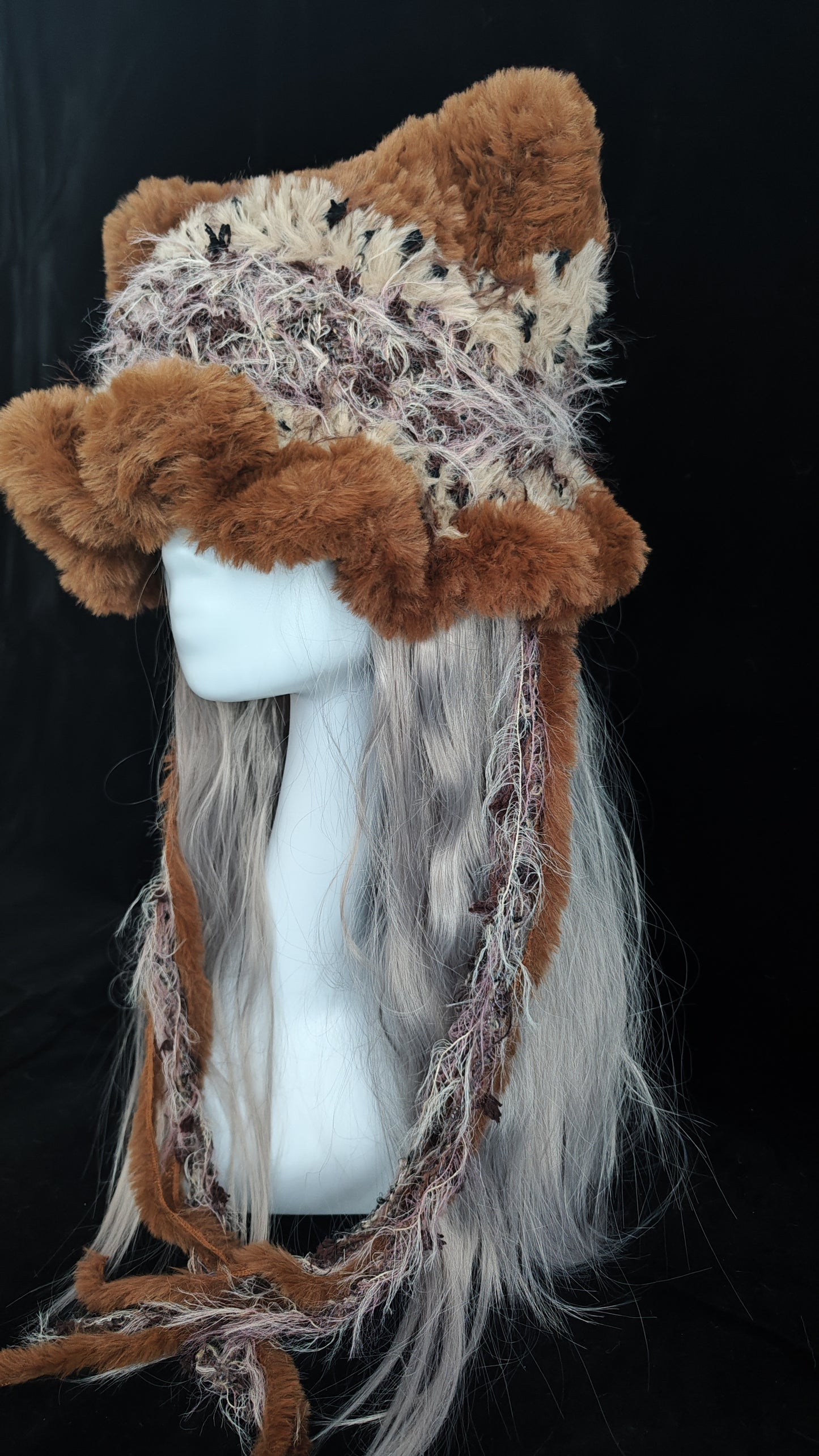 Caramel Pudding Cat Ear Jellyfish Hat – Handmade Cozy Brown Crochet Hat