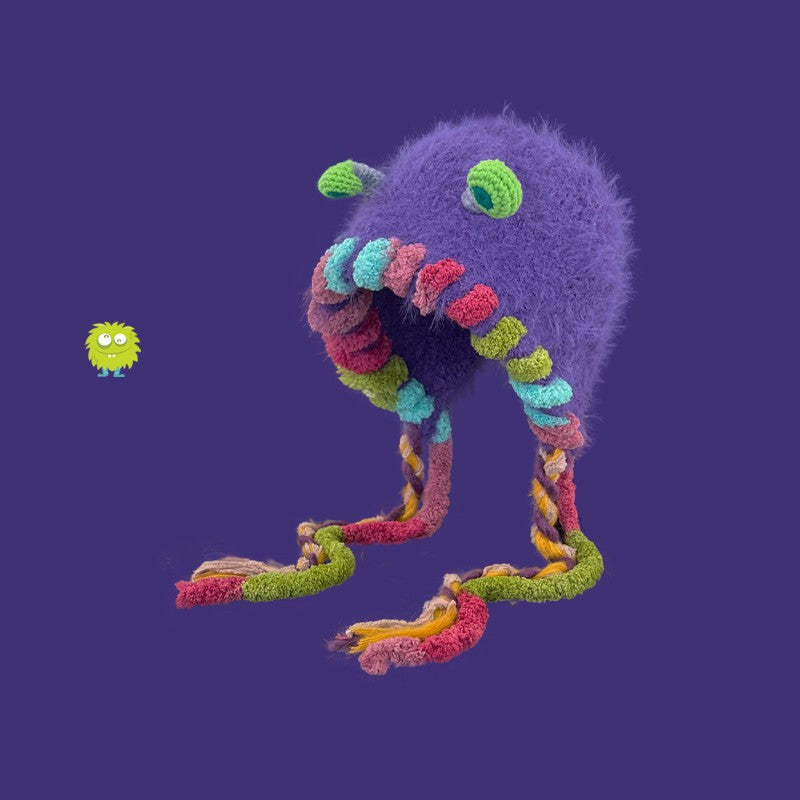 Cute Monster Plush Knit Hat