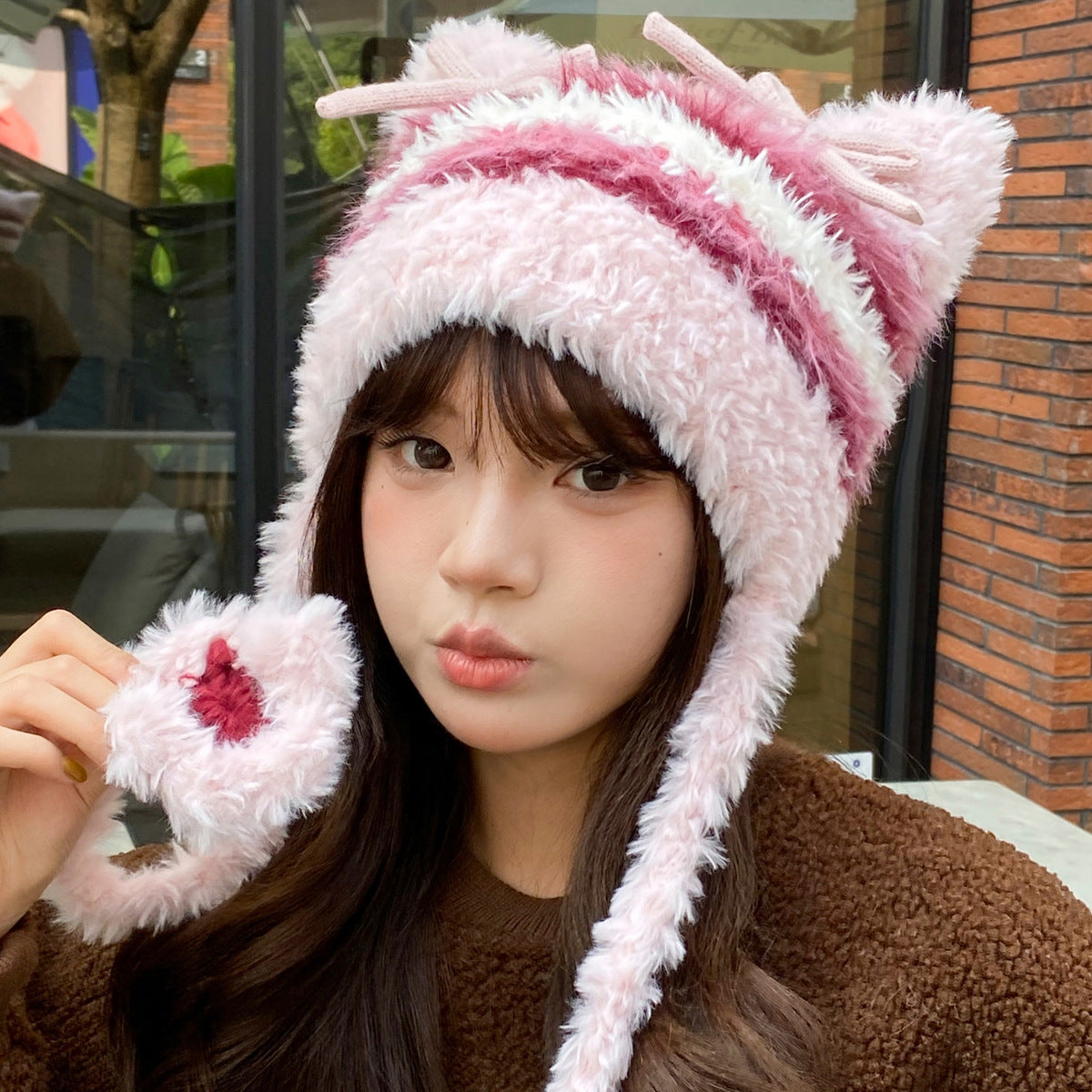 Cute Bear Ears Bow Beanie