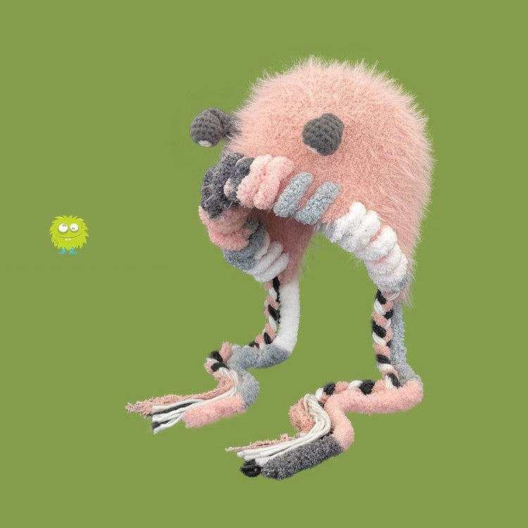 Cute Monster Plush Knit Hat