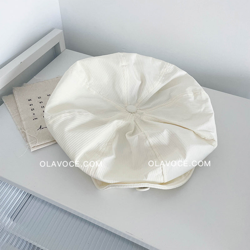 Felt Flower Cream Painter Beret