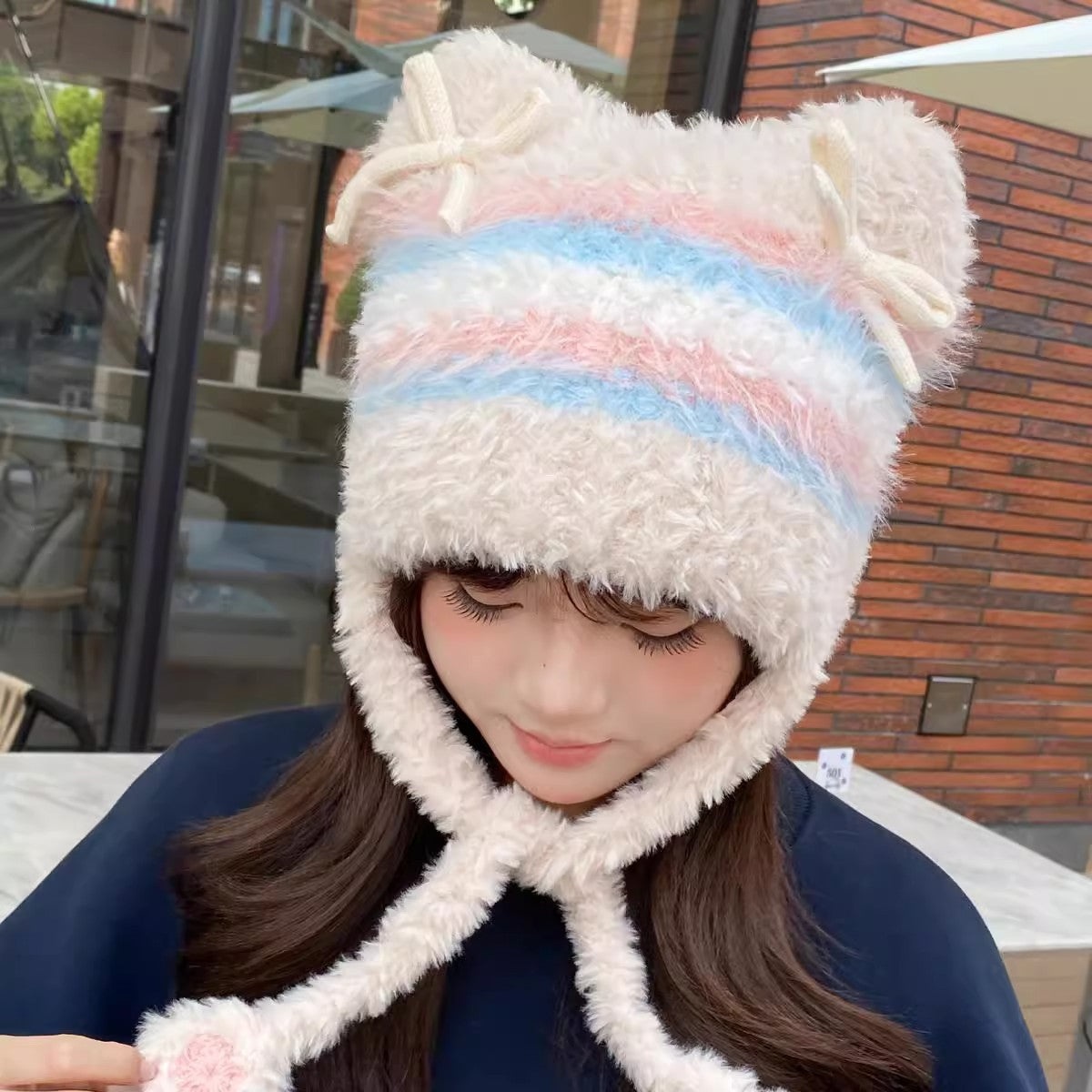 Cute Bear Ears Bow Beanie