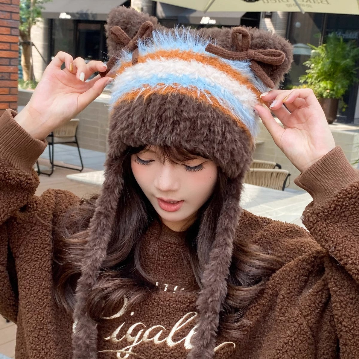 Cute Bear Ears Bow Beanie