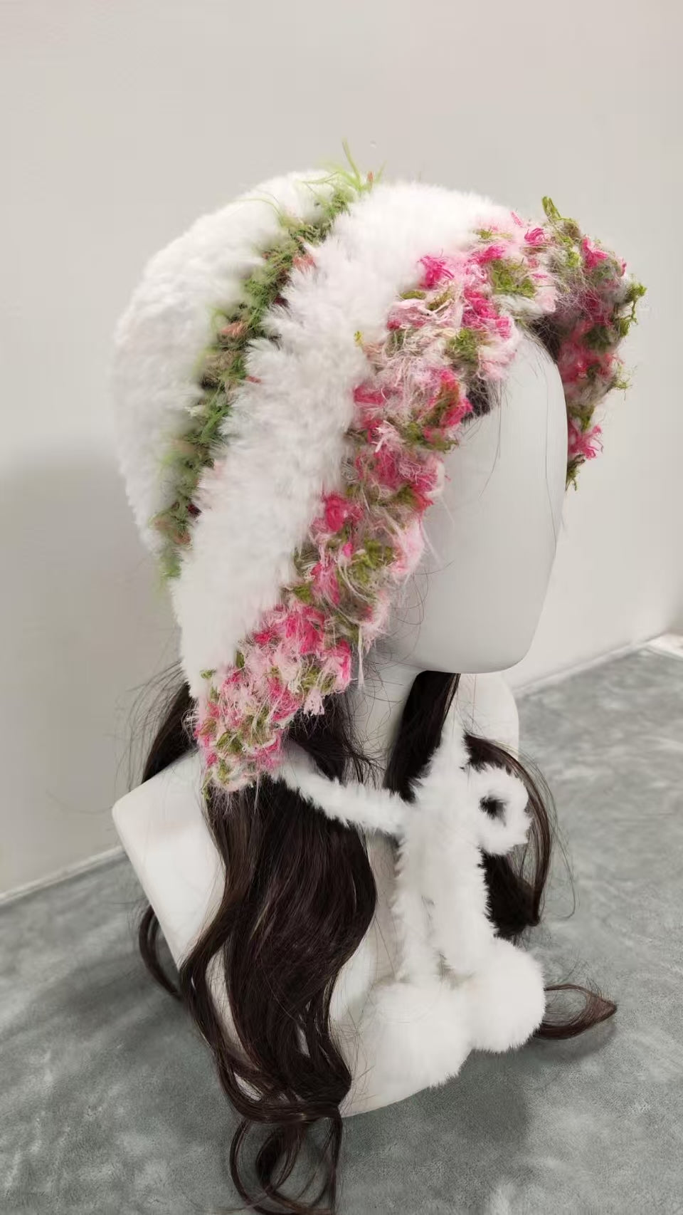 Bride’s Garden Mixed Yarn Crochet Hat – Handmade Fluffy Beanie