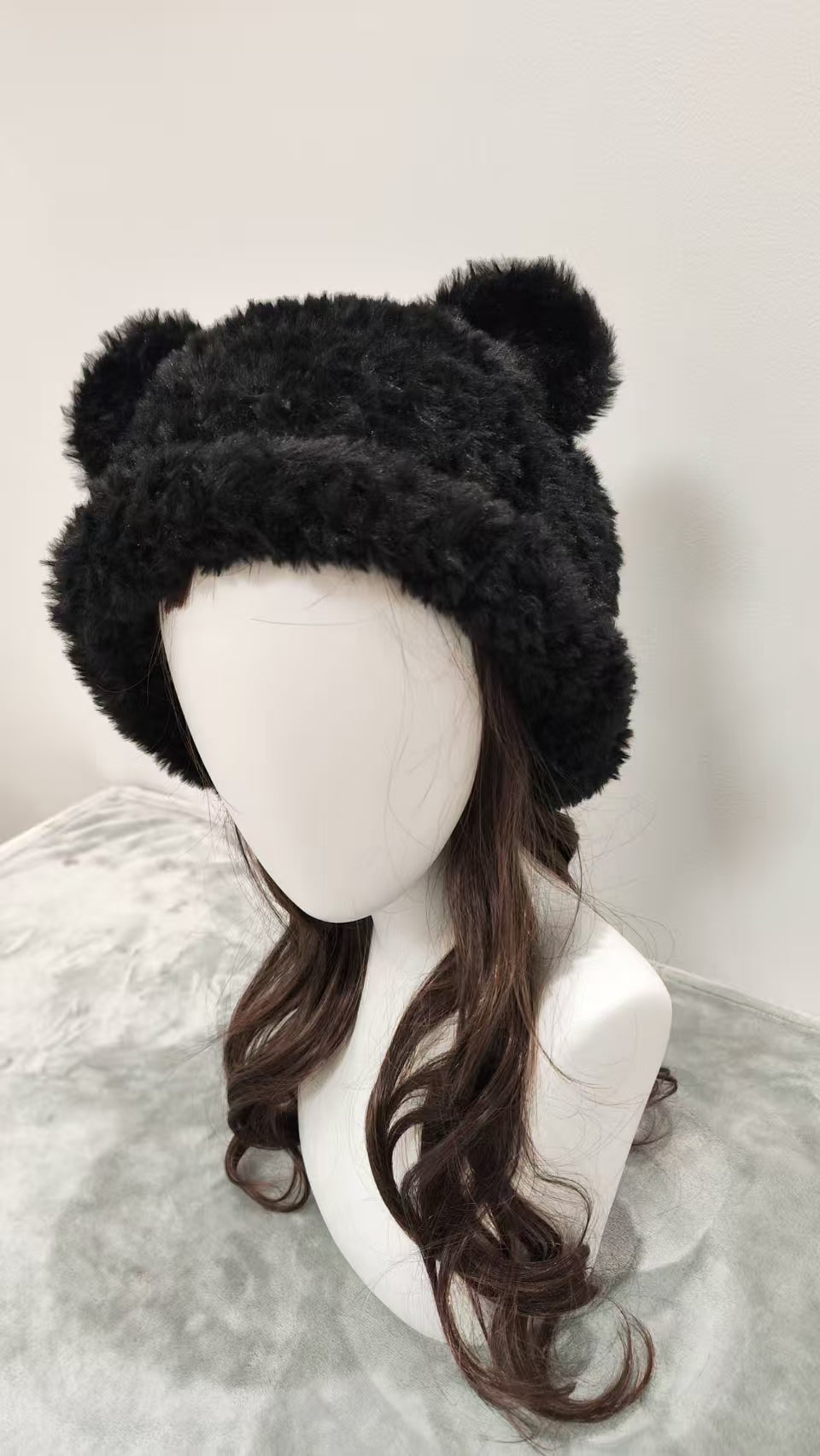 Black Bear Hat – Handmade Fluffy Crochet Beanie