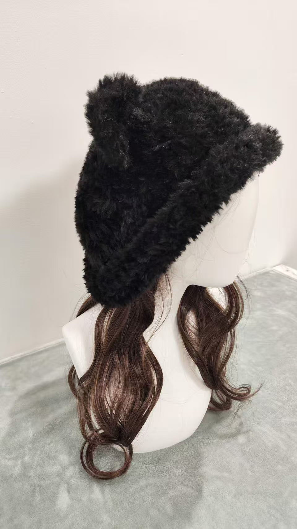 Black Bear Hat – Handmade Fluffy Crochet Beanie