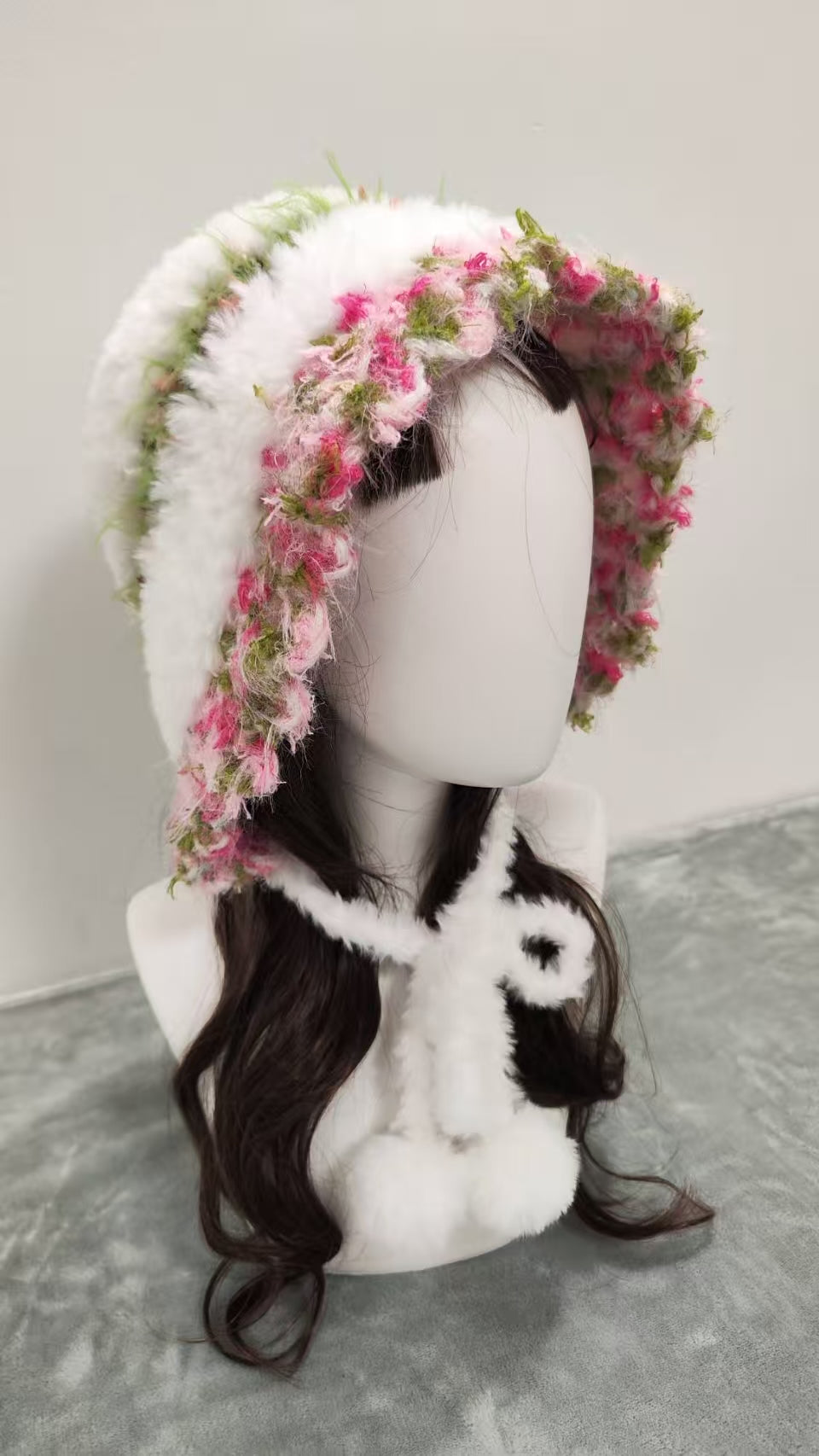 Bride’s Garden Mixed Yarn Crochet Hat – Handmade Fluffy Beanie