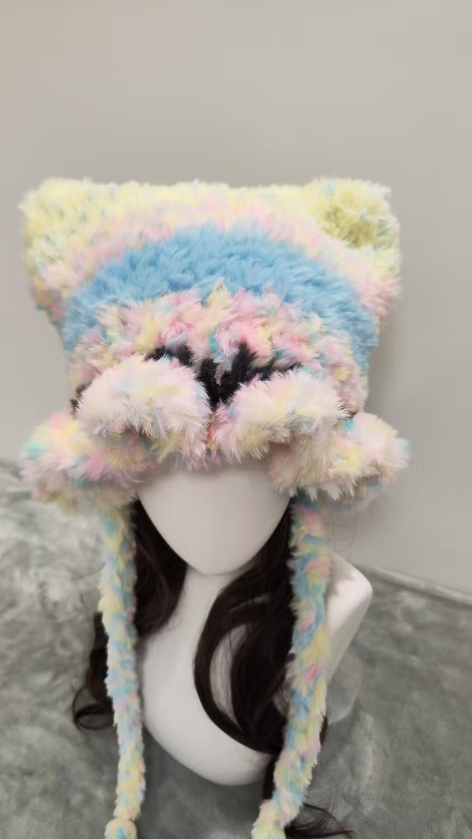 Candy Pop Cat Ear Jellyfish Hat – Handmade Fluffy Crochet Beanie