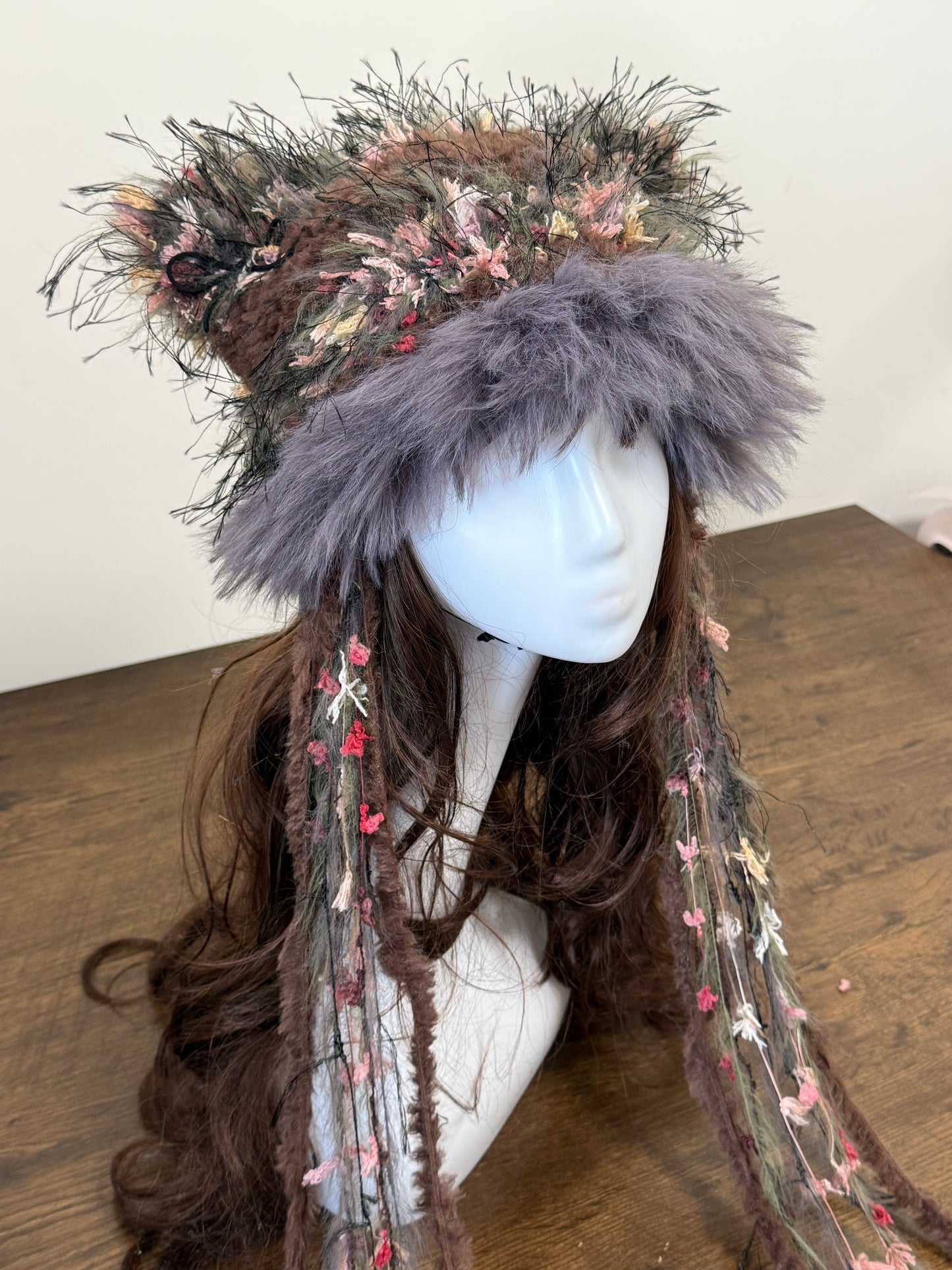 Purple Firework Cat Ear Jellyfish Hat – Handmade Fluffy Beanie
