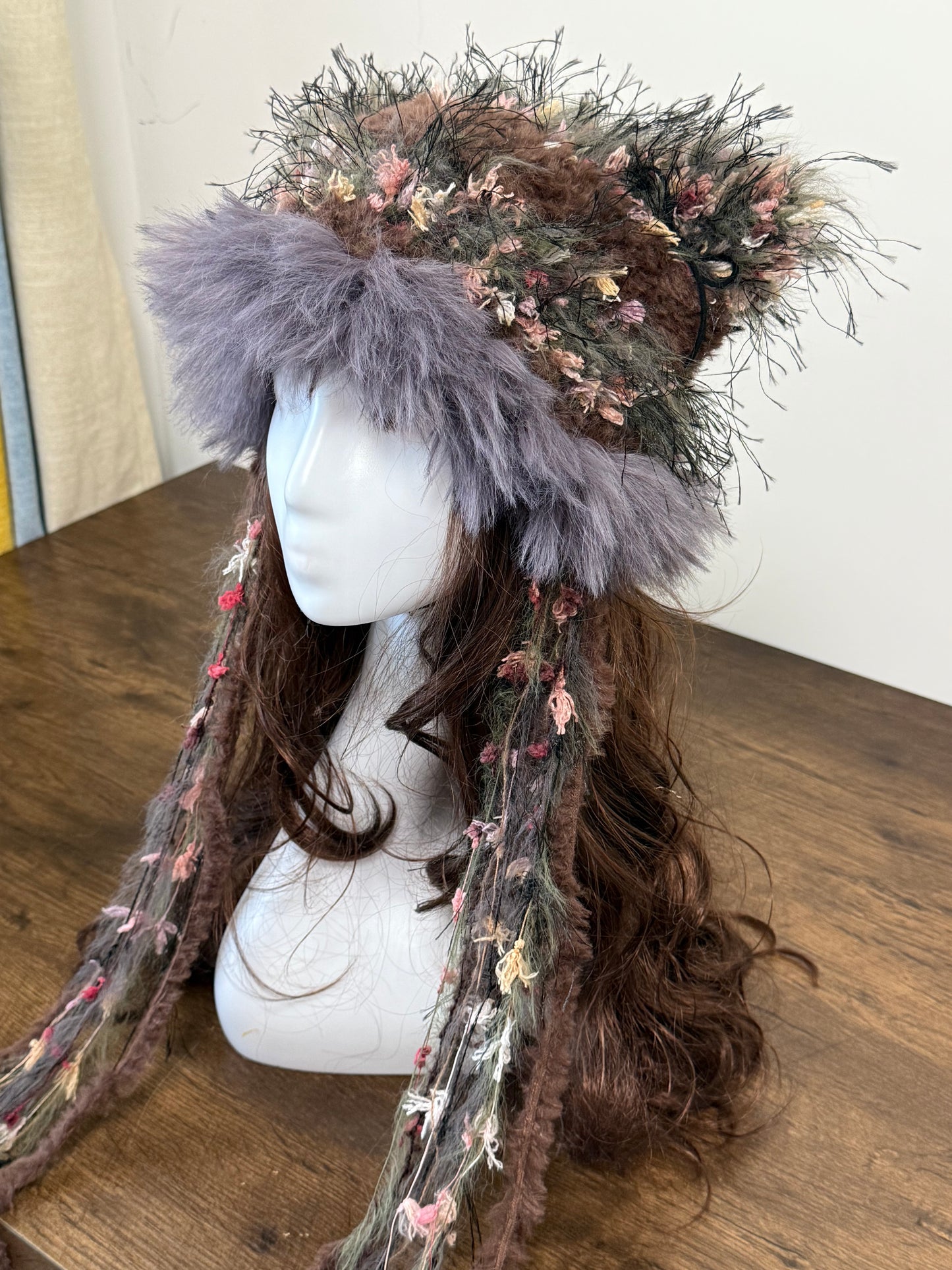 Purple Firework Cat Ear Jellyfish Hat – Handmade Fluffy Beanie
