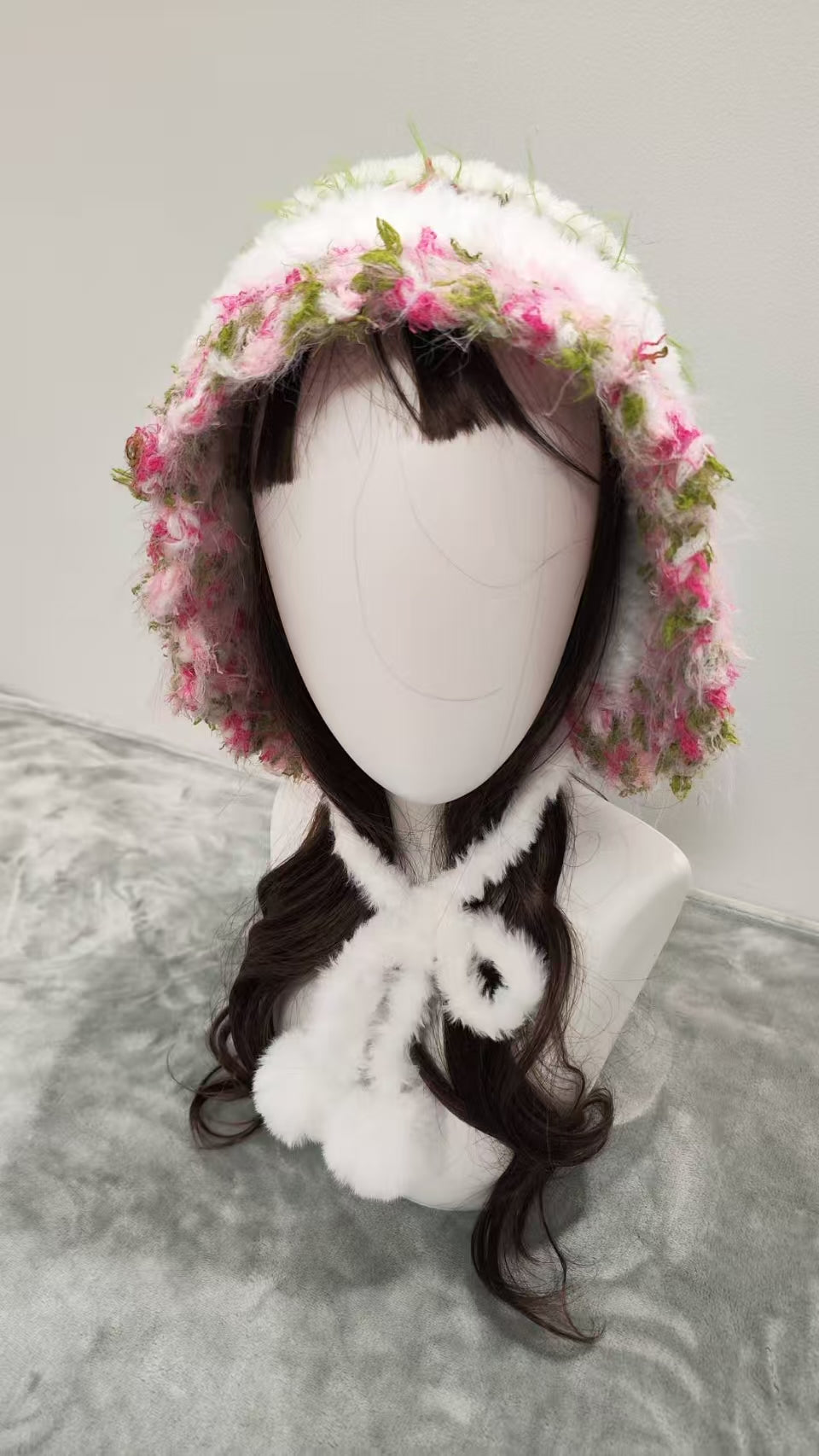 Bride’s Garden Mixed Yarn Crochet Hat – Handmade Fluffy Beanie