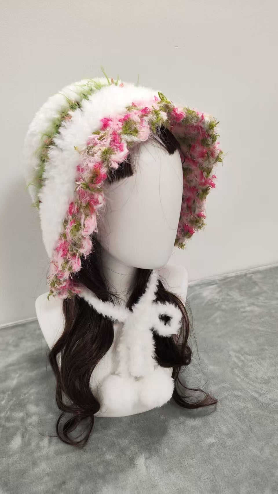 Bride’s Garden Mixed Yarn Crochet Hat – Handmade Fluffy Beanie