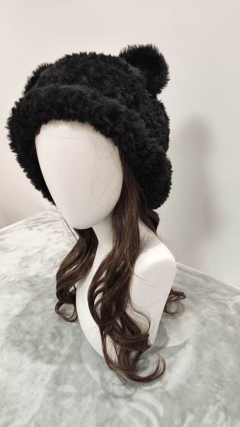 Black Bear Hat – Handmade Fluffy Crochet Beanie