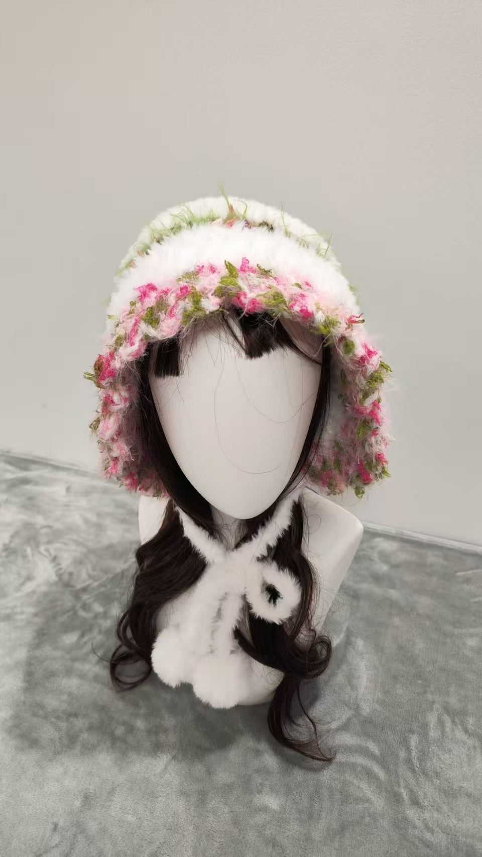 Bride’s Garden Mixed Yarn Crochet Hat – Handmade Fluffy Beanie