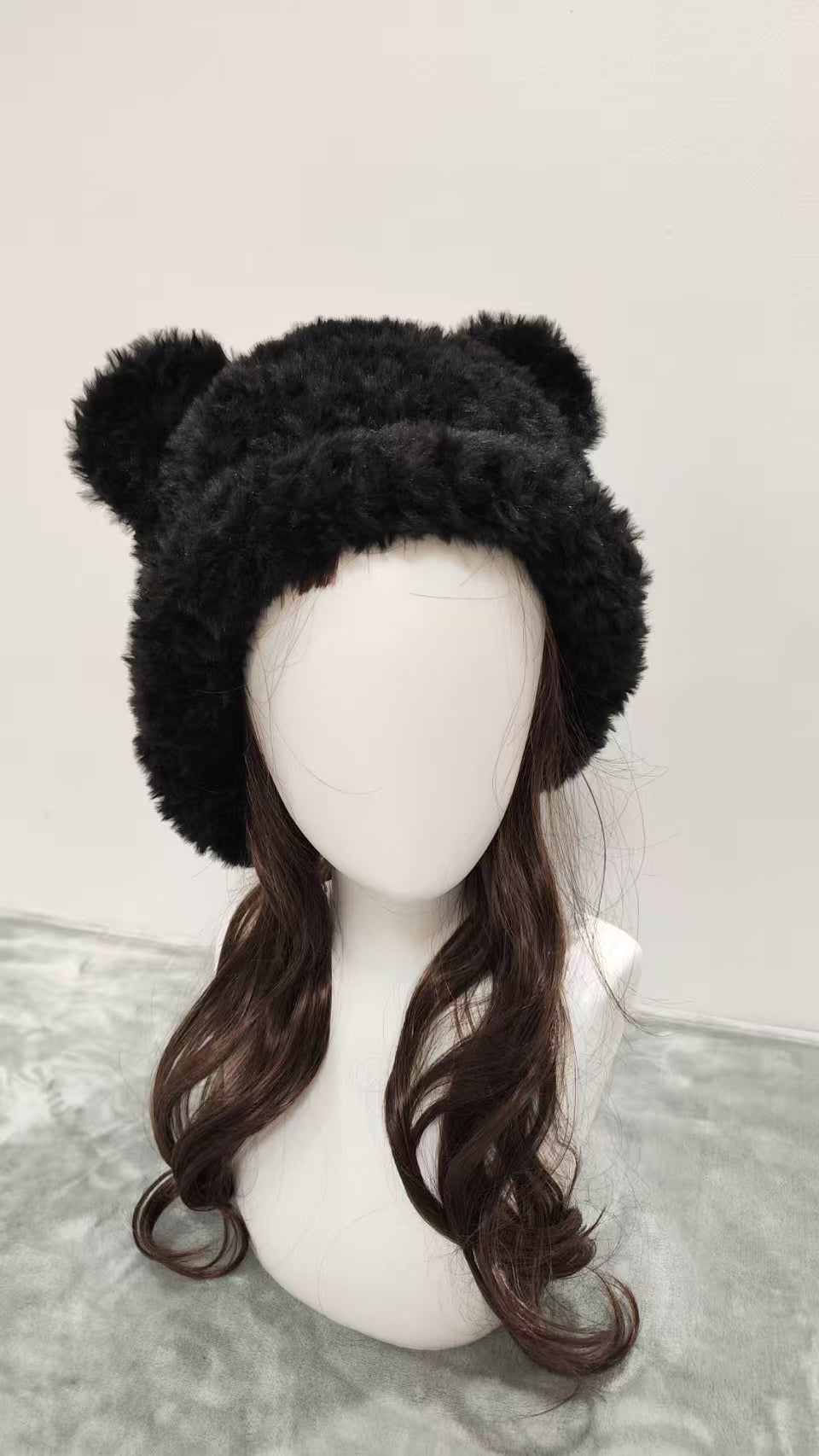 Black Bear Hat – Handmade Fluffy Crochet Beanie