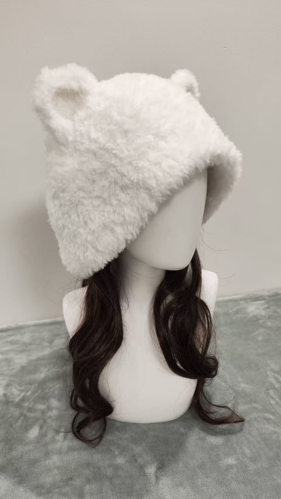 Pure White Bear Hat – Handmade Fluffy Crochet Beanie