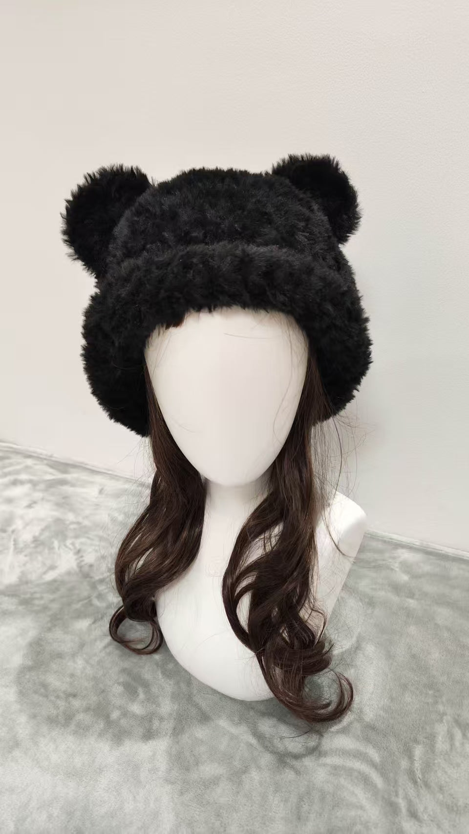 Black Bear Hat – Handmade Fluffy Crochet Beanie