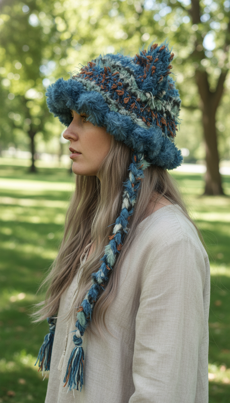 Sky Blue Cat Ear Jellyfish Hat – Handmade Fluffy Crochet Beanie