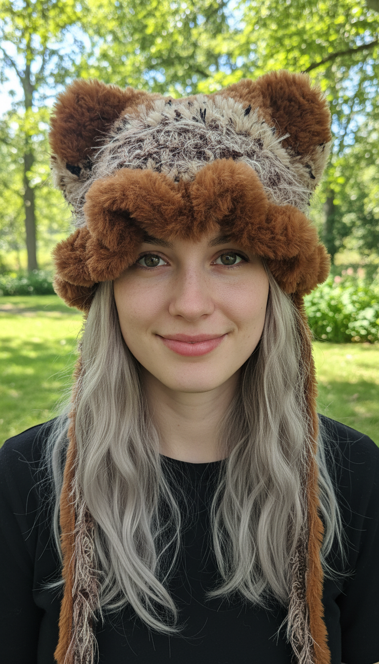 Caramel Pudding Cat Ear Jellyfish Hat – Handmade Cozy Brown Crochet Hat